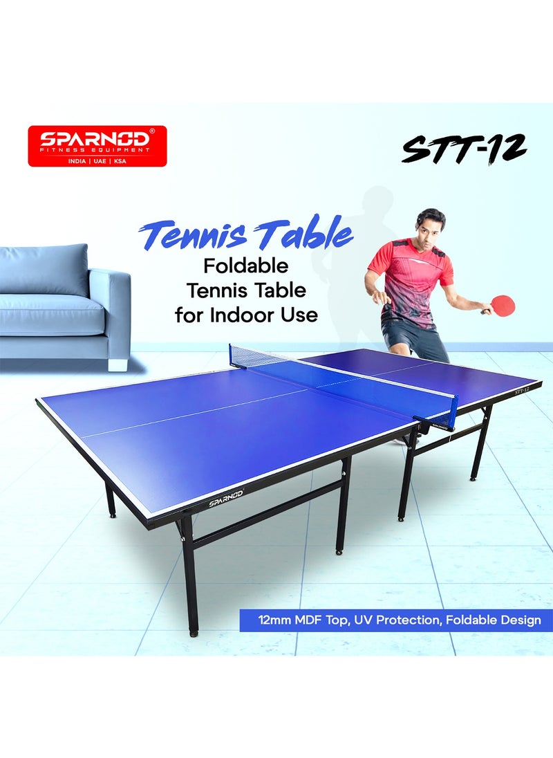 Sparnod Fitness STT-12 Indoor Table Tennis Table | 12mm MDF Top with UV Protection | Rust-Proof Steel Frame | Foldable Design  - Image 2