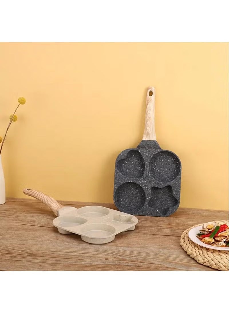 Sun, Moon And Stars Household Multifunctional Four-holeFrying Pan Three-in-one Non-stick Breakfast Pan Portable Medical Stone Frying Pan, Black - Image 5