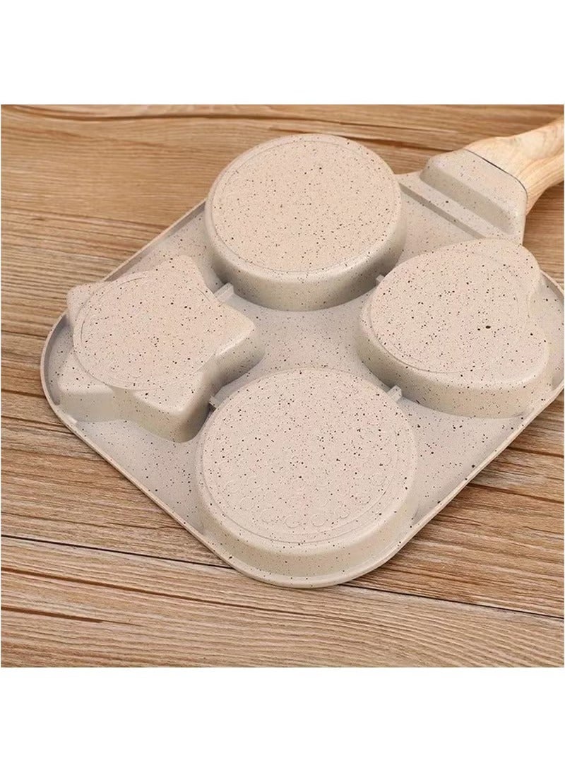 Sun, Moon And Stars Household Multifunctional Four-holeFrying Pan Three-in-one Non-stick Breakfast Pan Portable Medical Stone Frying Pan, Black - Image 4
