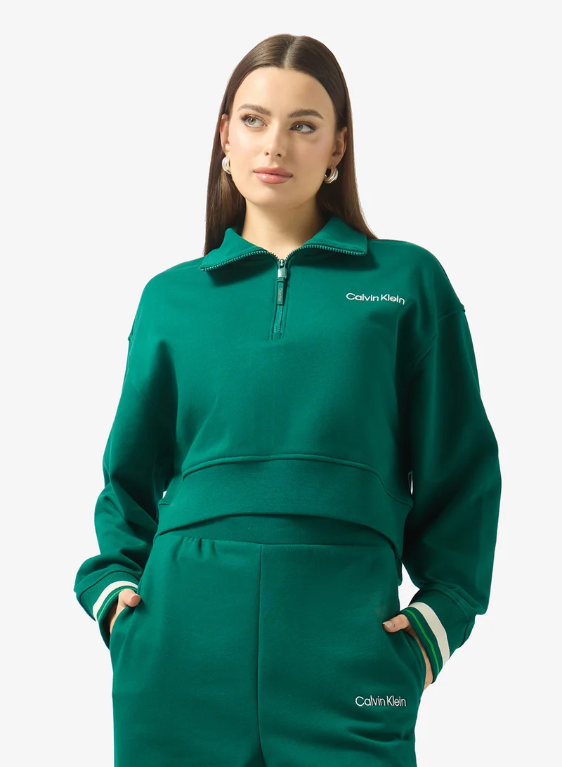 1/4 ZIP SWEATER WITH RIB GRAPHIC