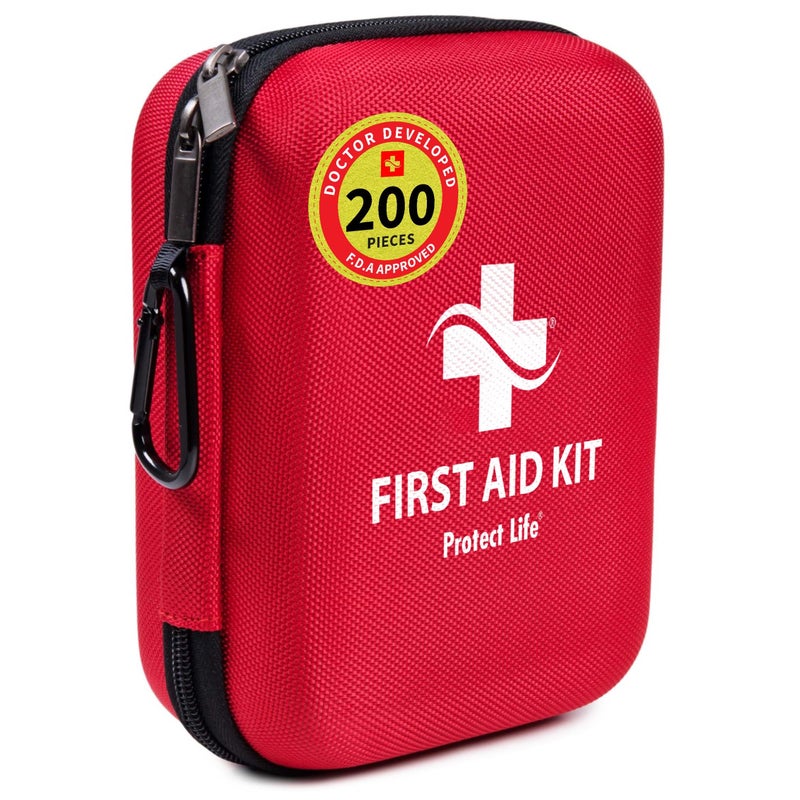 بروتيكت لايف Scar Therapy First Aid Kit for Home/Businesses | HSA/FSA Eligible Emergency Scar Therapy Kit | Hiking, Camping  Travel First Aid Kit for Car | Small Survival Medical Kit (200 Piece) - Image 1