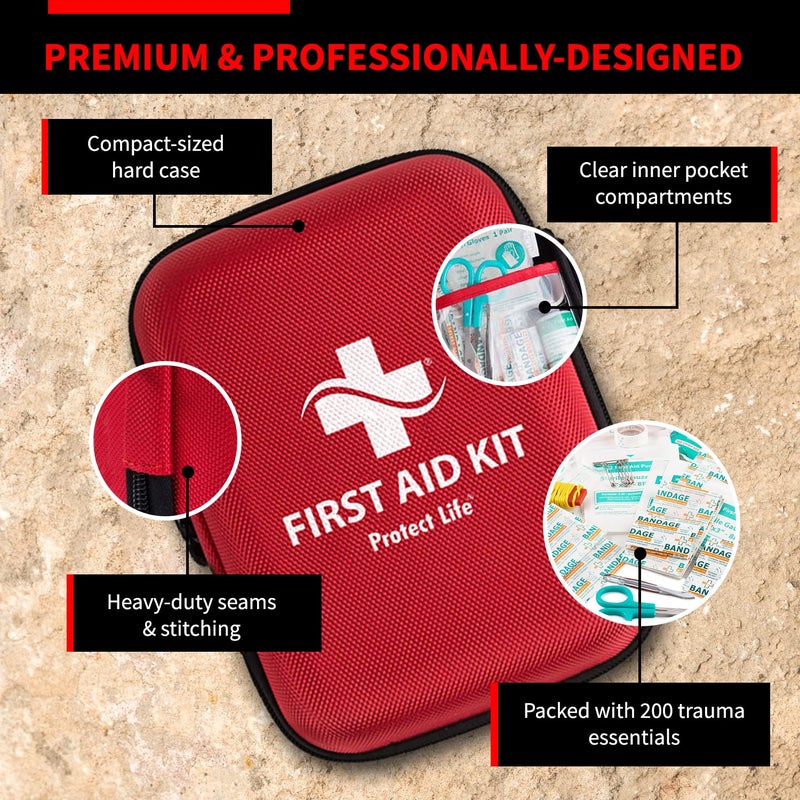 بروتيكت لايف Scar Therapy First Aid Kit for Home/Businesses | HSA/FSA Eligible Emergency Scar Therapy Kit | Hiking, Camping  Travel First Aid Kit for Car | Small Survival Medical Kit (200 Piece) - Image 4