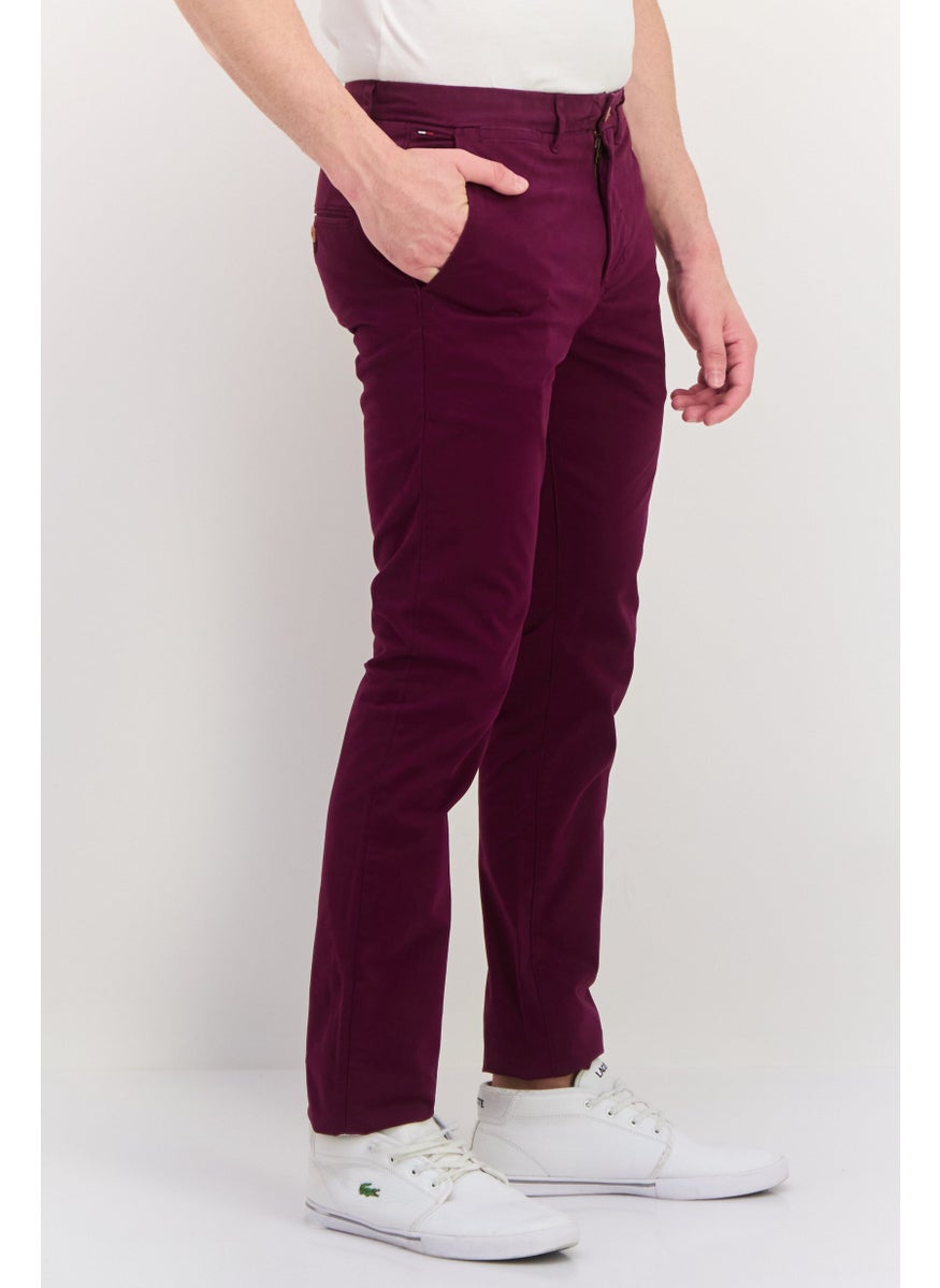 Hilfiger Denim - Men Skinny Fit Solid Chino Pant, Maroon - Image 1