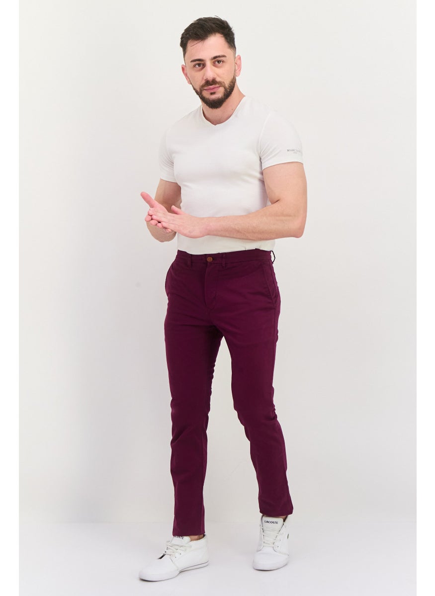 Hilfiger Denim - Men Skinny Fit Solid Chino Pant, Maroon - Image 1