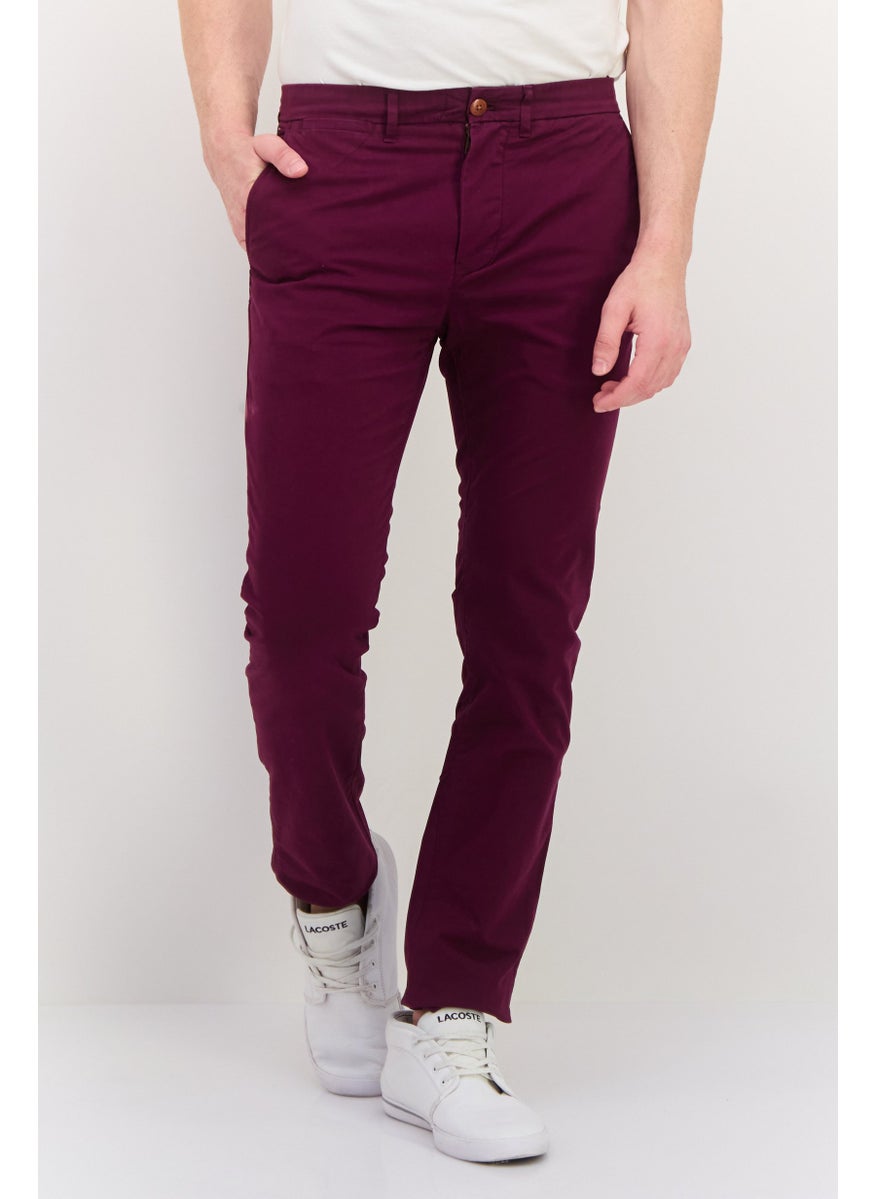 Hilfiger Denim - Men Skinny Fit Solid Chino Pant, Maroon - Image 1