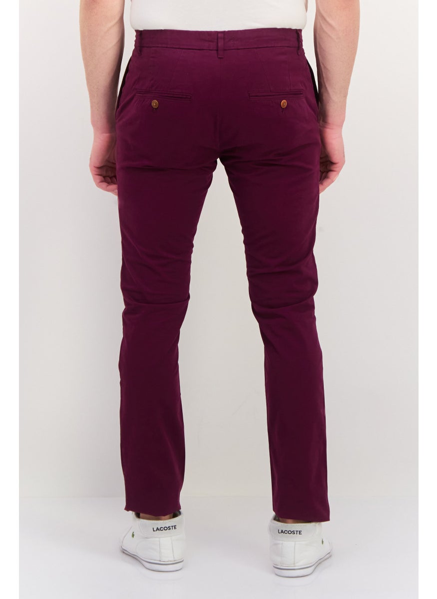 Hilfiger Denim - Men Skinny Fit Solid Chino Pant, Maroon - Image 1
