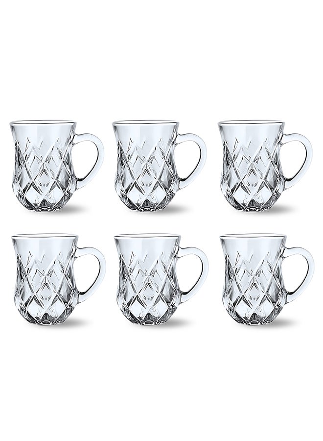 Feelings Glass Tea Mug Set 105ml Coffee & Tea Cups,Crystal Clear , Durable, Heat-Resistant (Set of 6) - Image 1