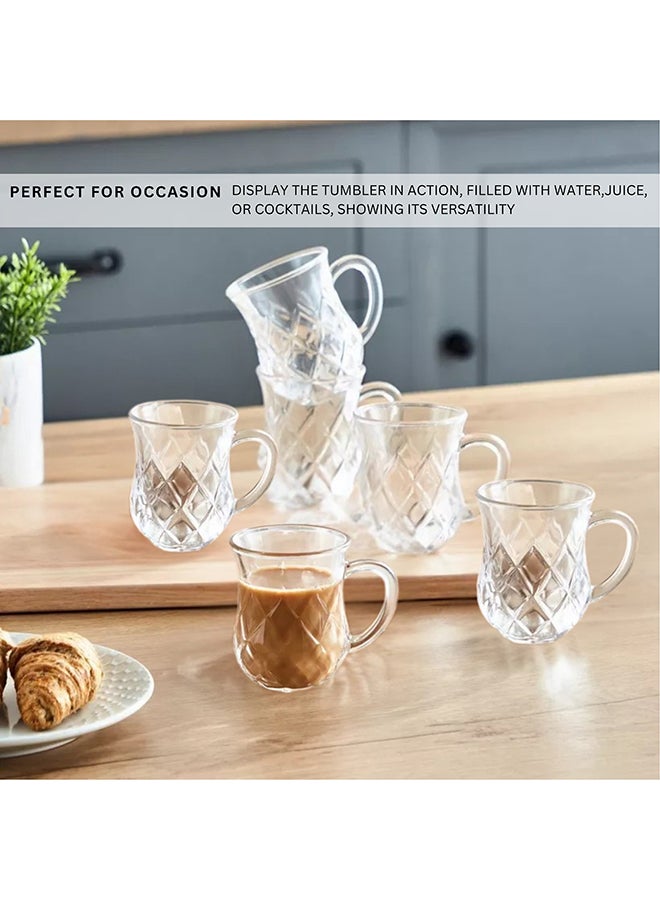 Feelings Glass Tea Mug Set 105ml Coffee & Tea Cups,Crystal Clear , Durable, Heat-Resistant (Set of 6) - Image 4