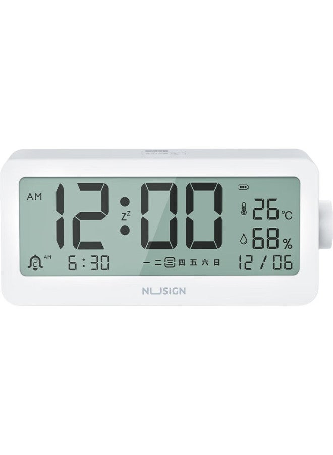Deli (Deli) Niusai Bluetooth Multifunctional Electronic Clock With Auto Time Adjustment, Student-Specific, Type-C Charging, White Ns884 - Image 1