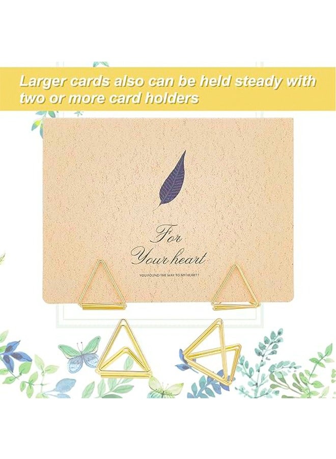 Generic 20Pcs Mini Place Card Holders Table Card Holders Triangle Shape Wedding Table Number Holders Golden Photo Holder Pictures Stand Clips for Place Cards Weddings Anniversary Party Gold  - Image 5