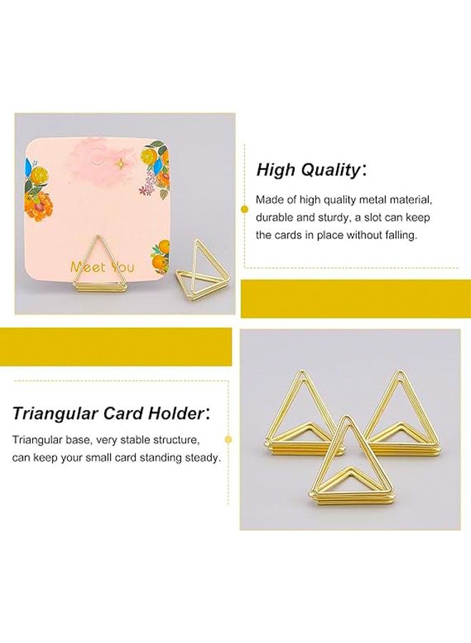Generic 20Pcs Mini Place Card Holders Table Card Holders Triangle Shape Wedding Table Number Holders Golden Photo Holder Pictures Stand Clips for Place Cards Weddings Anniversary Party Gold  - Image 3