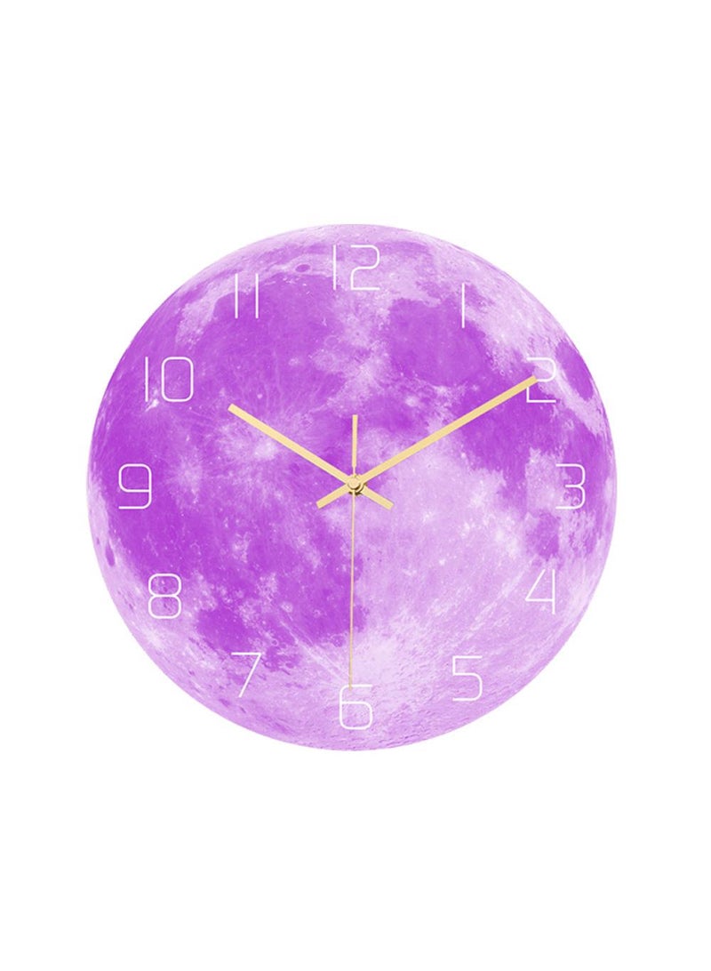 Bluejw Luminous Wall Clock For Bedroom, 12 Inch Silent Battery-Operated Wall Clocks For Living Room Or Kitchen, Large Display Night Light Up Kids Boys Birthday Gift Glow In The Dark -Moon - Image 1