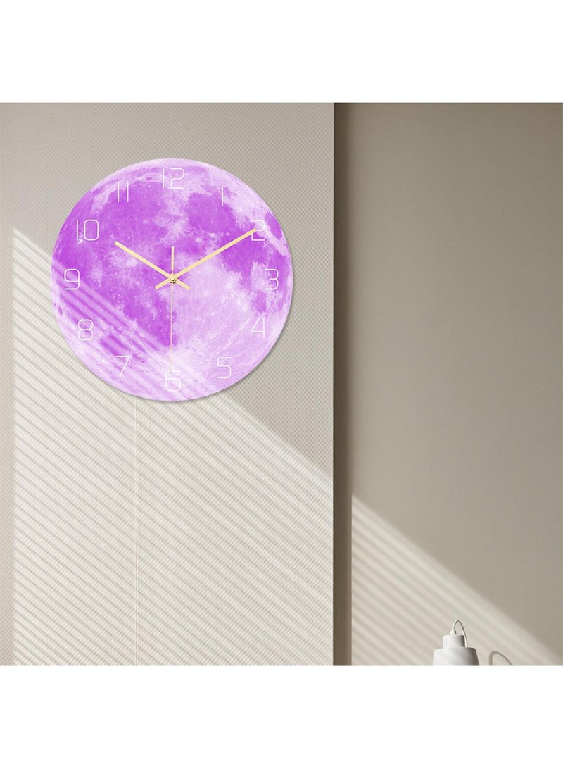 Bluejw Luminous Wall Clock For Bedroom, 12 Inch Silent Battery-Operated Wall Clocks For Living Room Or Kitchen, Large Display Night Light Up Kids Boys Birthday Gift Glow In The Dark -Moon - Image 3