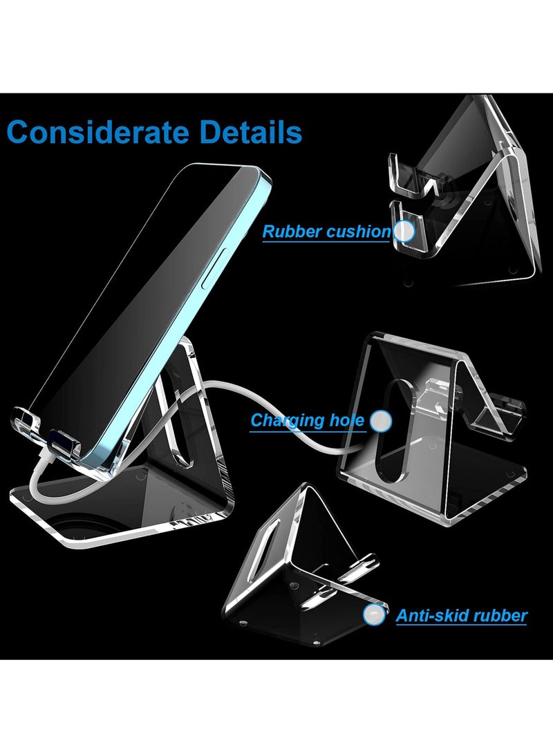Excefore Acrylic Cell Phone Stand, Clear Phone Holder, Portable Transparent Phone Stand for Desk Phone Dock Cradle Compatible with Phone15 14 13 Pro Max Mini Plus, Switch, Pad, Tablet, Desk Accessories  - Image 3