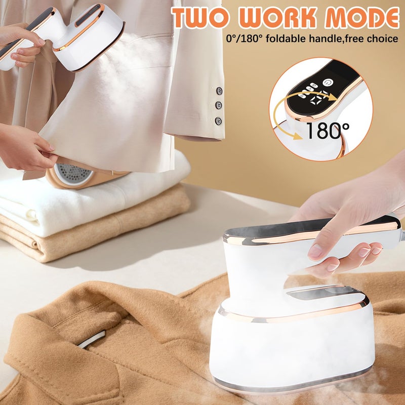 BSummit Upgrade Saker plus Steam Iron, 3 Steam Levels Clothes Steamer, 2-In-1 Steamer and Iron Professional Heavy-Duty Steam Travel Irons for Clothes, Suitable for Wool, Silk, Knitwear, Linen (White) - Image 4