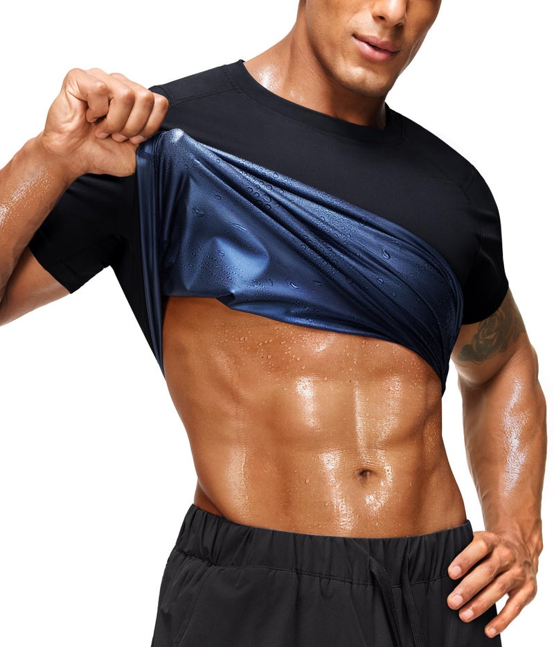 Junlan Sauna Shirt for Men -Waist Trainer Vest Gym Top for Running & Training(Black,X-Large) - Image 1