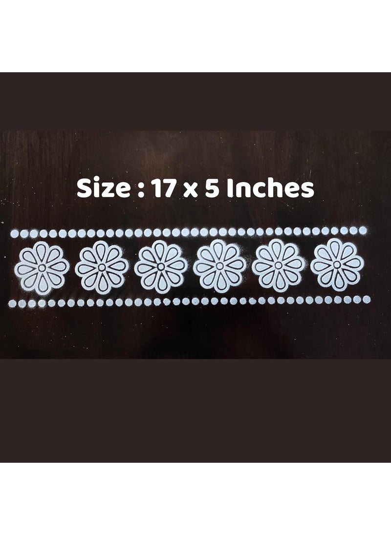 anciently Anciently Flower Border Rangoli Stencil Wooden, Rangoli Sacha Wooden, 1 Piece (17x5 Inches)  - Image 2