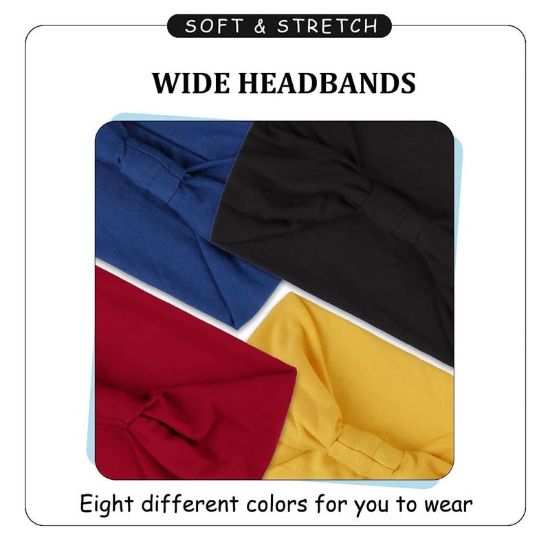 Kachanaa 8 Packs Wide Headbands for Women's Hair,Non Slip Soft Elastic Large African Bandeau Hair Bands Makeup Yoga Workout Running Sweat Hair Wraps Fashion Hair Accessories - Image 4