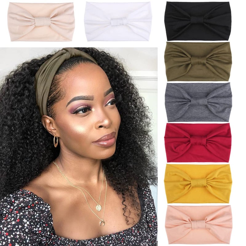 Kachanaa 8 Packs Wide Headbands for Women's Hair,Non Slip Soft Elastic Large African Bandeau Hair Bands Makeup Yoga Workout Running Sweat Hair Wraps Fashion Hair Accessories - Image 1