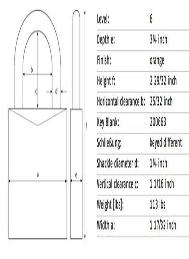 ABUS Orange 72/40 Lockout Tagout Padlock w/ 1" Shackle, Single Padlock, Keyed Different, 1 Padlock with 2 Keys - Image 3