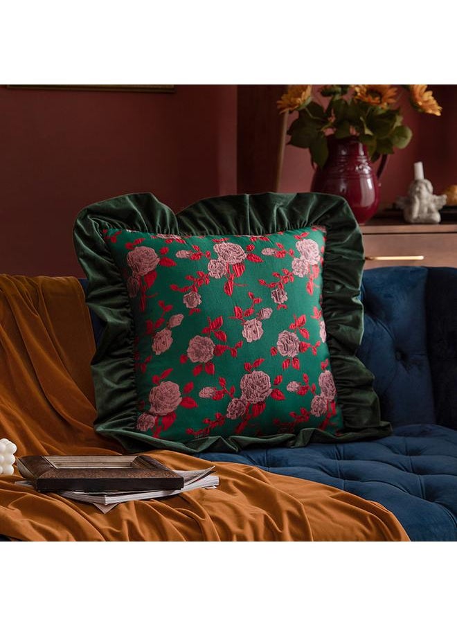Bluejw - European-style Retro Pastoral Night Rose Ruffled Living Room Sofa Cushion Flower Pillow Light Luxury High-grade Bedside Pillow - Image 1