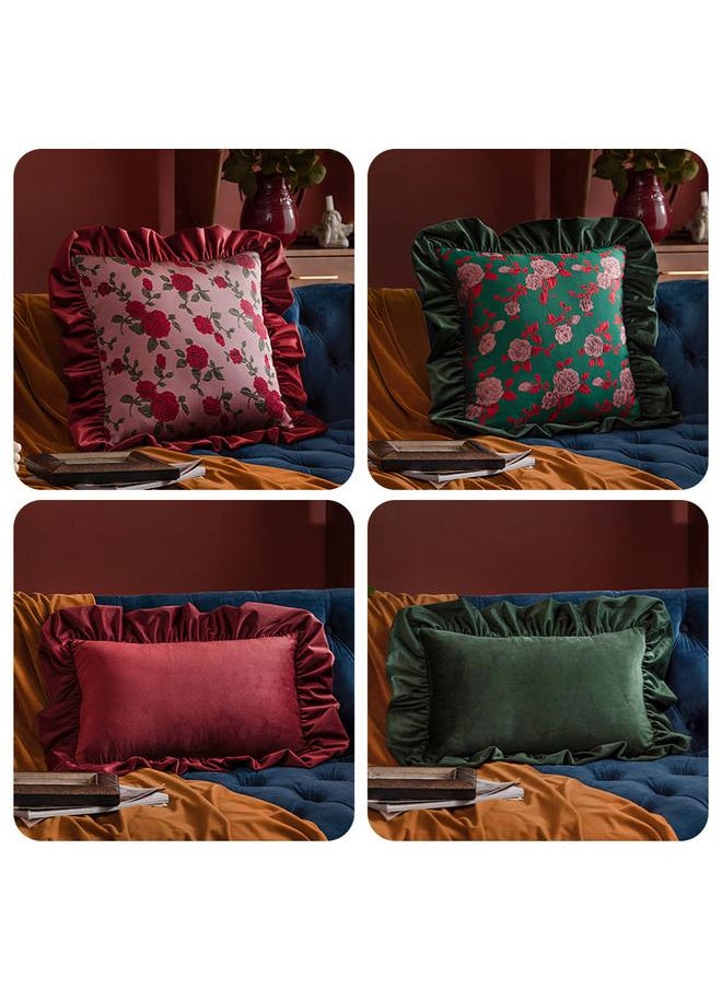 Bluejw - European-style Retro Pastoral Night Rose Ruffled Living Room Sofa Cushion Flower Pillow Light Luxury High-grade Bedside Pillow - Image 1