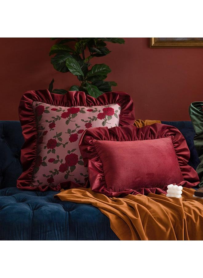 Bluejw - European-style Retro Pastoral Night Rose Ruffled Living Room Sofa Cushion Flower Pillow Light Luxury High-grade Bedside Pillow - Image 1
