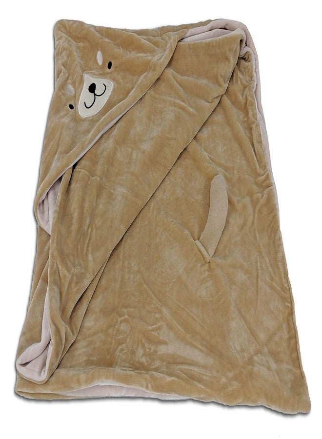 Pillowtex Super Soft Wearable Hooded Animal Blankets for Kids - Brown Dog - Image 1