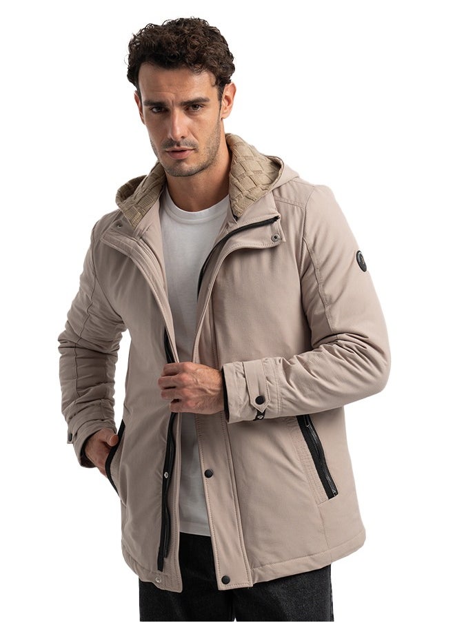 clever Men's Gabardine Jacket - With Collar Water Proof- Dark Beige  - Image 1