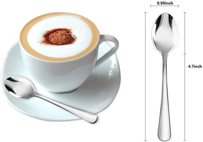 KUMOOM Demitasse Espresso Spoons,12-piece Mini Coffee Tiny Stainless Steel Spoons Bistro Small Spoons for Dessert, Tea, Appetizer(4.7Inch)… - Image 2