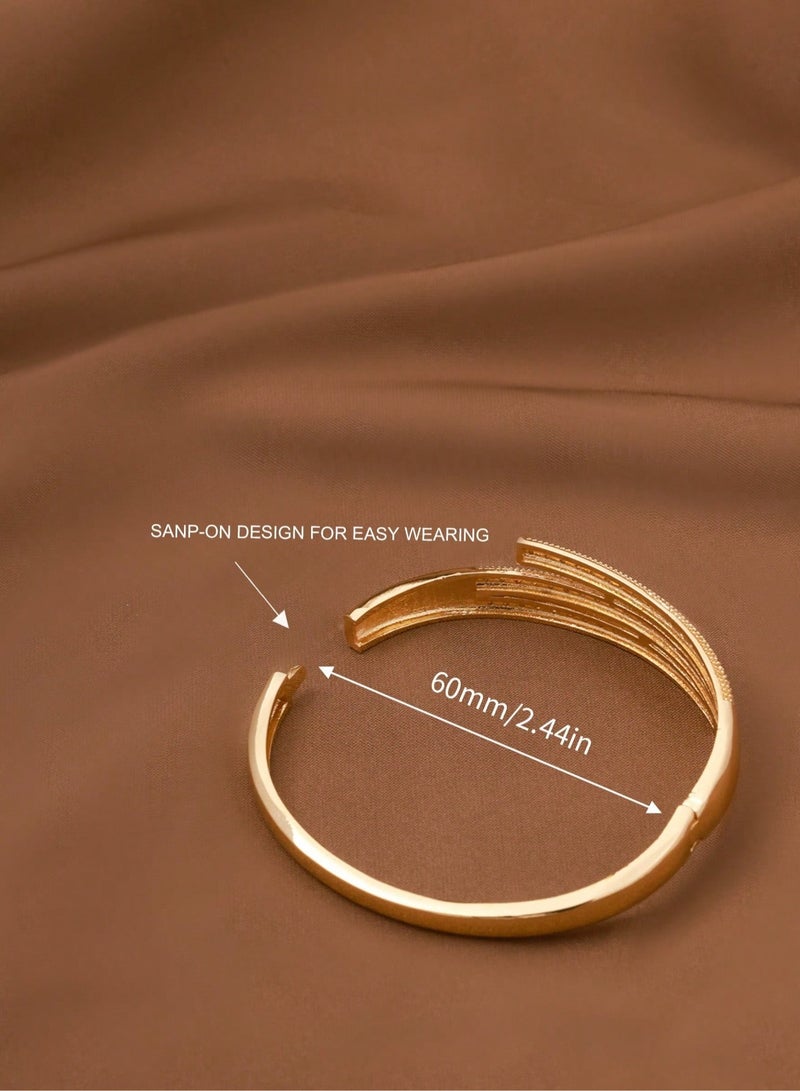 Women's Bracelets – A set of 3 gold-plated bangles adorned with sparkling zircon stones in a twisted design. Perfect for weddings, engagements, graduation gifts, Mother's Day, Valentine's Day, and all special occasions.  - Image 4