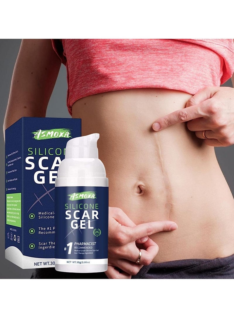 ASMOXA 100% Silicone Scar Gel Medical Grade Silicone Scar Cream Advanced Scar Removal Gel for Surgical Scars C Section Stretch Marks Acne Injury Burns Keloids Hypertrophic Old and New Scars 30ml  - Image 4