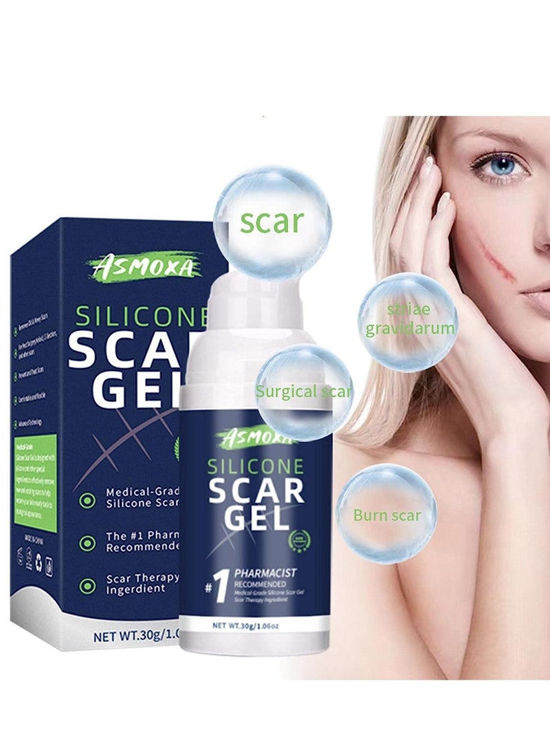 ASMOXA 100% Silicone Scar Gel Medical Grade Silicone Scar Cream Advanced Scar Removal Gel for Surgical Scars C Section Stretch Marks Acne Injury Burns Keloids Hypertrophic Old and New Scars 30ml  - Image 3