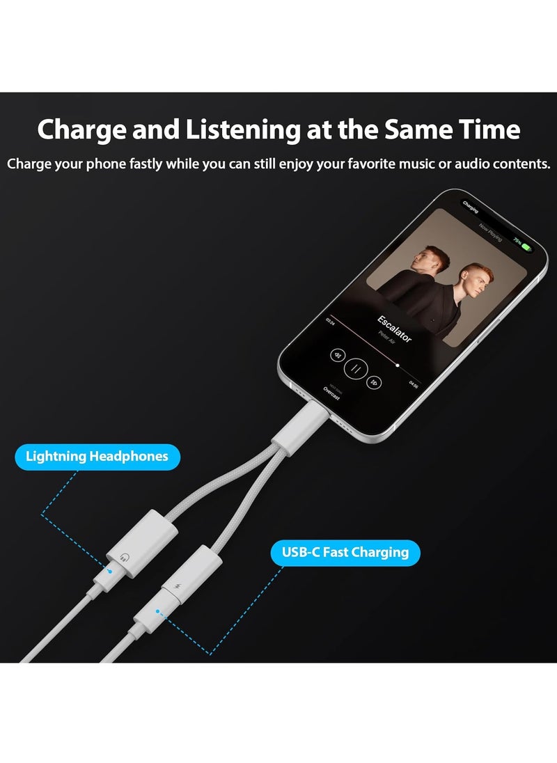 SYOSI - 2IN1 USB C to Lightning Headphone Audio Adapter with 60W Charge for iPhone 15 Pro Max,Male USBC to Female Lightning Earphone Converter with USB C Fast Charge Splitter for iPad 10,Not for DataandOTG - Image 1