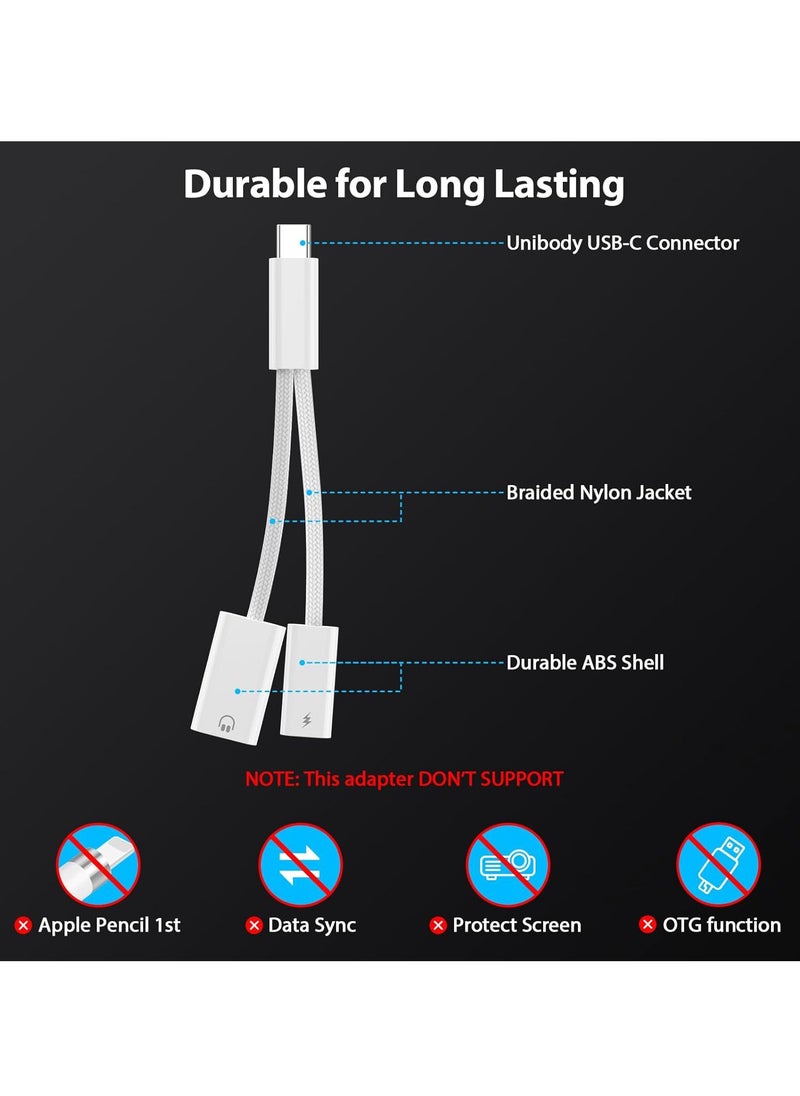 SYOSI - 2IN1 USB C to Lightning Headphone Audio Adapter with 60W Charge for iPhone 15 Pro Max,Male USBC to Female Lightning Earphone Converter with USB C Fast Charge Splitter for iPad 10,Not for DataandOTG - Image 1
