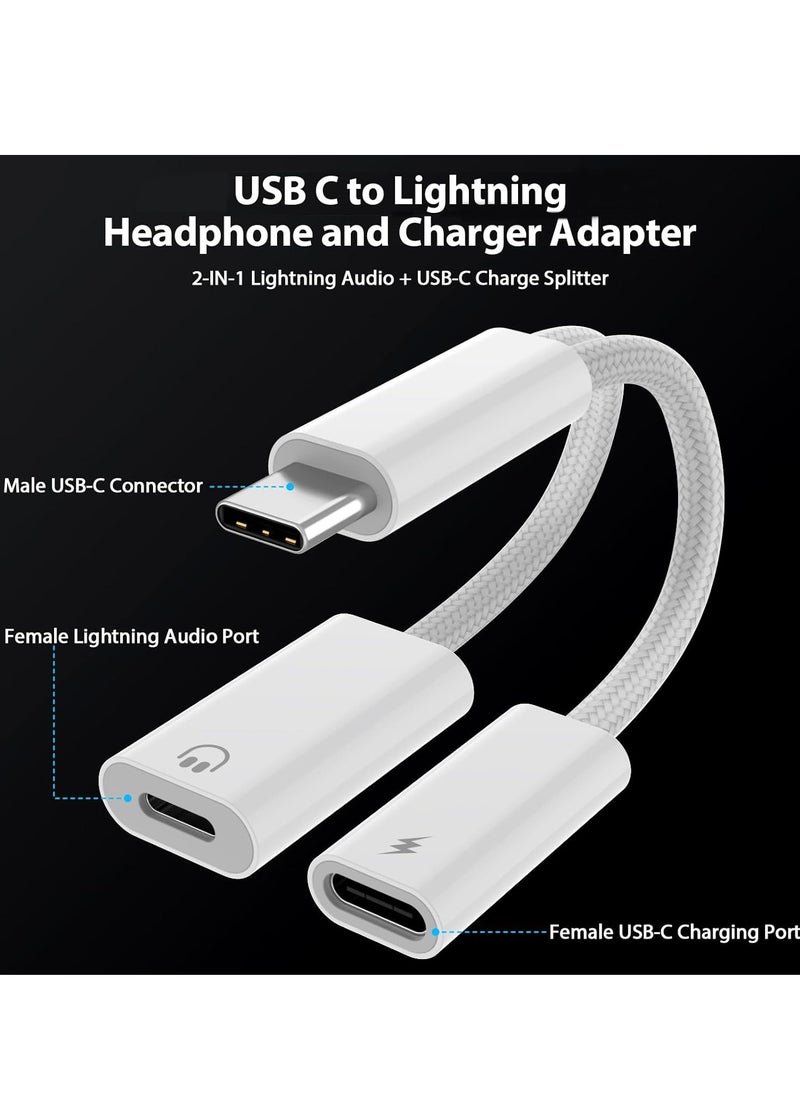 SYOSI - 2IN1 USB C to Lightning Headphone Audio Adapter with 60W Charge for iPhone 15 Pro Max,Male USBC to Female Lightning Earphone Converter with USB C Fast Charge Splitter for iPad 10,Not for DataandOTG - Image 1