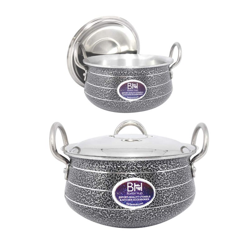 Bartan Hub Pot/Handi with lid (1500ml,3500ml) Pot 20 cm, 23 cm Diameter 1.5 L, 3.5 L Capacity with Lid (Aluminium) - Image 1
