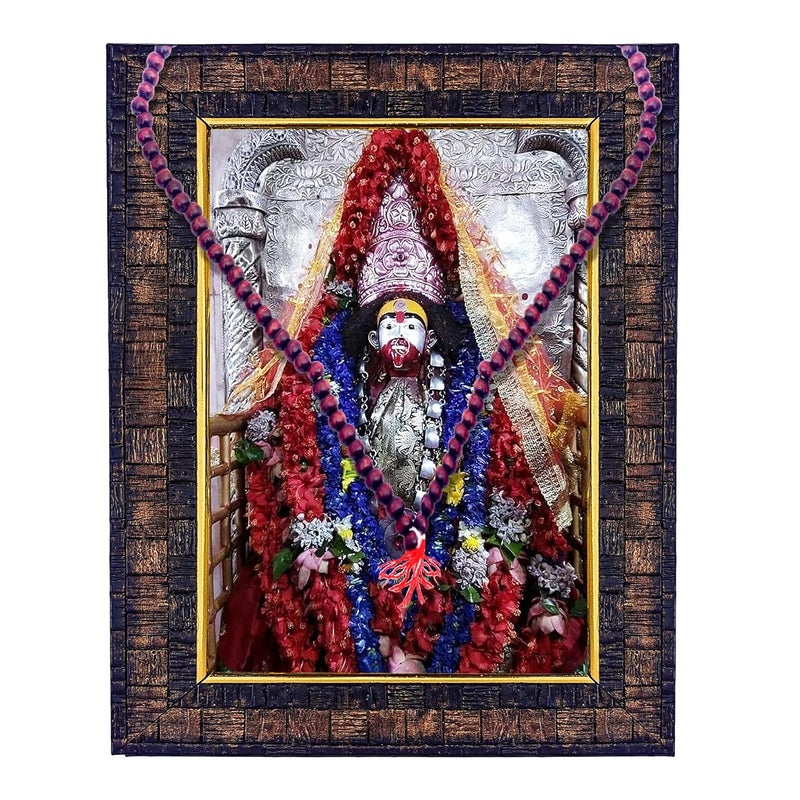 Hawai Hawai Tarapith Maa Tara Engineered Wood Wall Hanging Home décor Photo frame with 108 Beads Lal Chandan Jaap Mala, SFDI00416_BLK_SFDI682_Mala  - Image 1