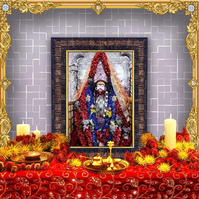 Hawai Hawai Tarapith Maa Tara Engineered Wood Wall Hanging Home décor Photo frame with 108 Beads Lal Chandan Jaap Mala, SFDI00416_BLK_SFDI682_Mala  - Image 4