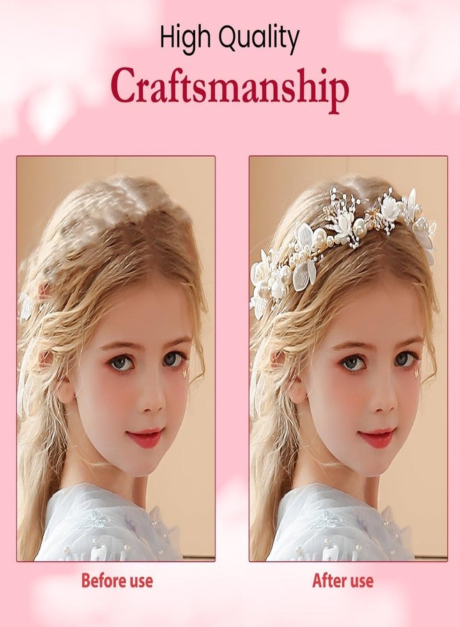 Pamidhar Handmade Crystal Pearl Floral Tiara Hairband – Princess Flower Crown for Women, Girls, Kids & Baby Girl | Birthday Wedding & Party Hair Accessory - Image 4