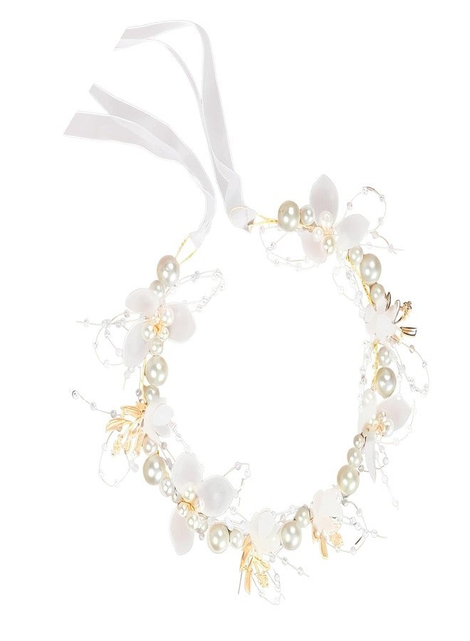 Pamidhar Handmade Crystal Pearl Floral Tiara Hairband – Princess Flower Crown for Women, Girls, Kids & Baby Girl | Birthday Wedding & Party Hair Accessory - Image 1