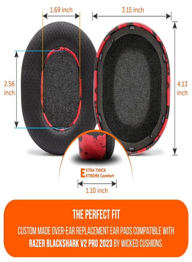 WC وسادات أذن جل التبريد WC Freeze Blackshark V2 Pro 2023 من Wicked Cushions Only (لا تتوافق مع سماعات Blackshark V2 Pro القديمة) - تعزز الراحة والسماكة وعزل الصوت لتجربة ألعاب رائعة | تمويه أحمر - Image 5