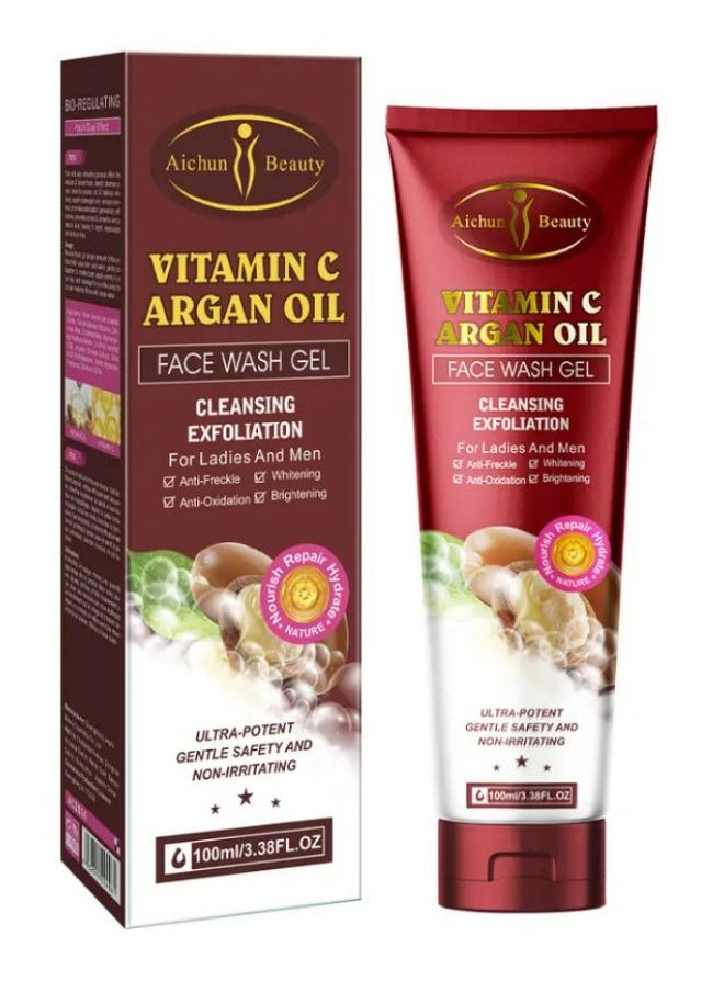 Aichun beauty Organic Face Wash Gel Brightening Whitening Anti-Freckle Vitamin C Argan Oil Deep Cleansing for Adult Women 100 ml  - Image 1