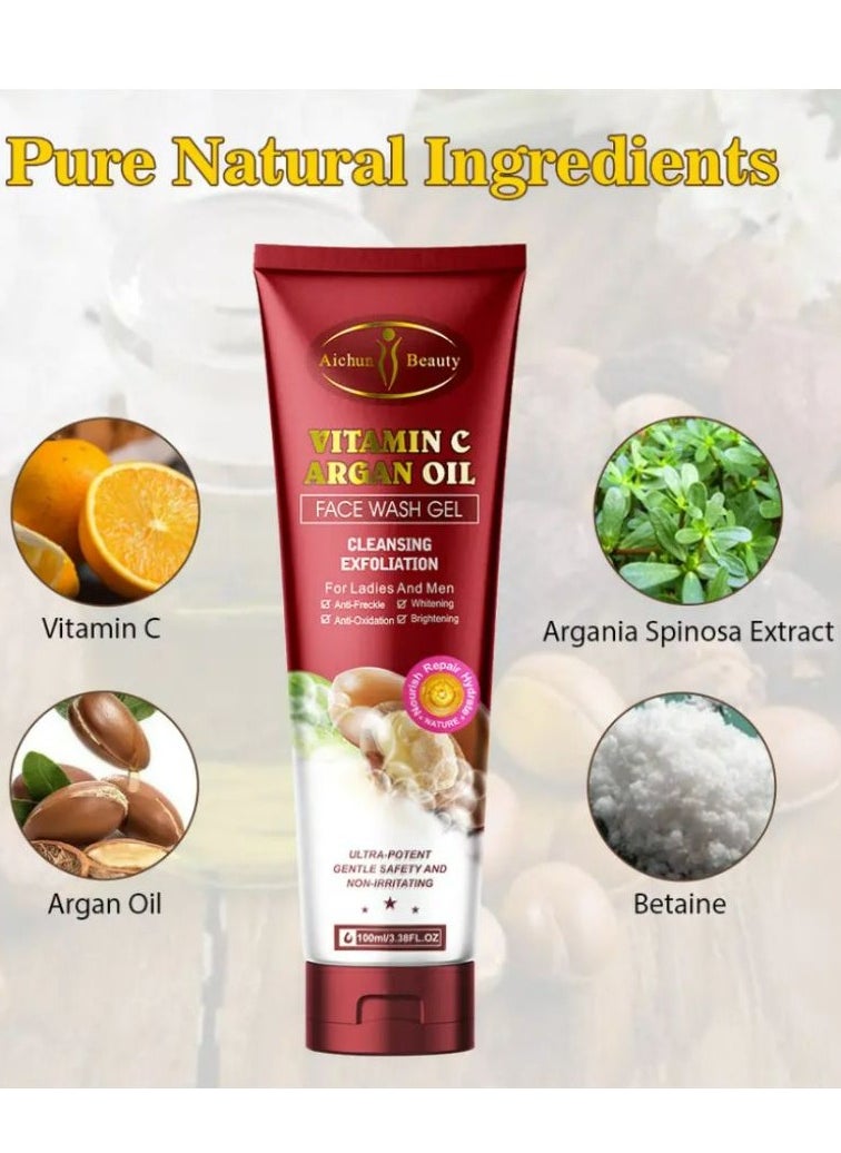 Aichun beauty Organic Face Wash Gel Brightening Whitening Anti-Freckle Vitamin C Argan Oil Deep Cleansing for Adult Women 100 ml  - Image 3