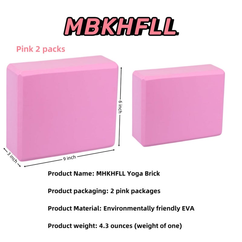 Mbkhfll (Pink-2 Pack) Yoga Block - Supportive Latex-Free Eva Foam - Soft Non-Slip Surface With Beveled Edges For Yoga  Pilates  Meditation - Yoga Accessories For Stability  Balance  Deepen Stretches - Image 2