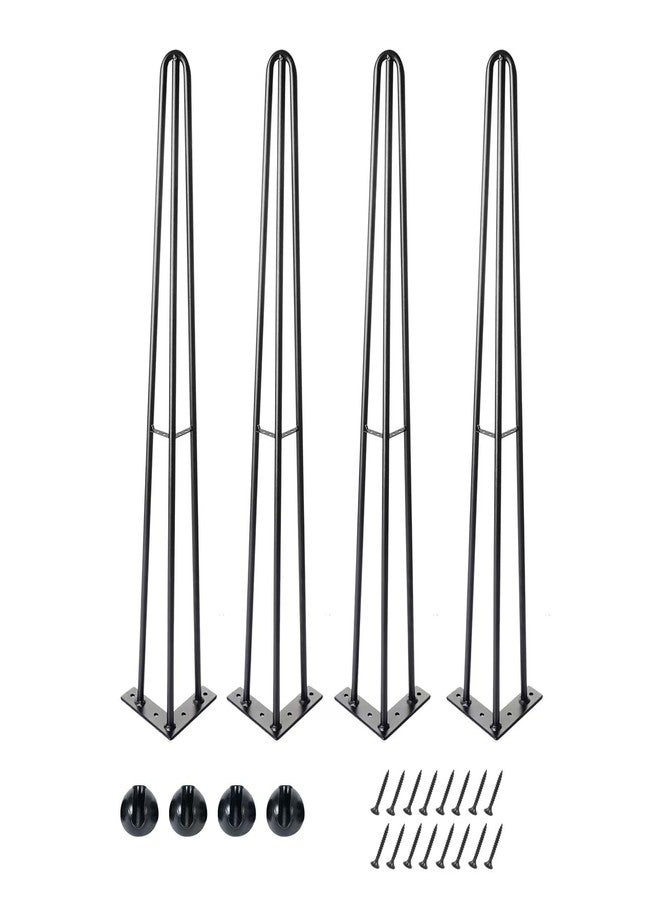 ManyiHome 4 Pack 28 Inch Hairpin Table Legs, Heavy Duty Industrial Metal Furniture Legs 1300LBS Load Capacity, Black Anti-Rust Desk Legs withFloorProtectorsforCoffeeTable DiningTable Nightstand Bench Dresser - Image 1