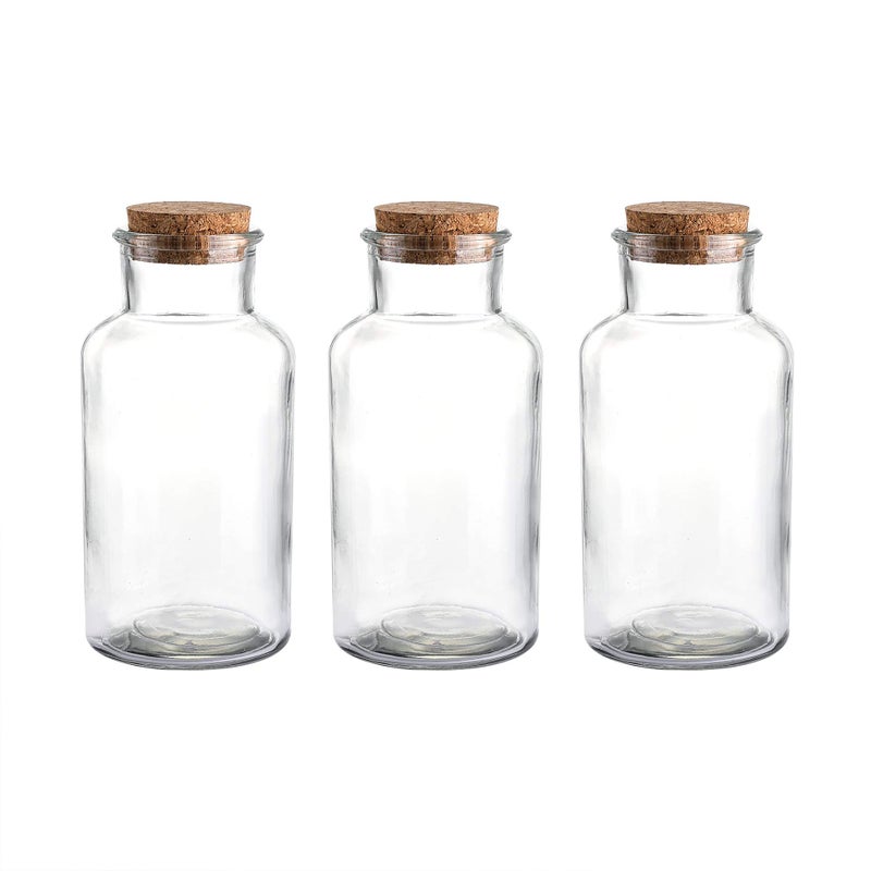WHOLE HOUSEWARES Glass Favor Jar Glass Storage Jars with Corks for Wedding and Party 18 Ounce