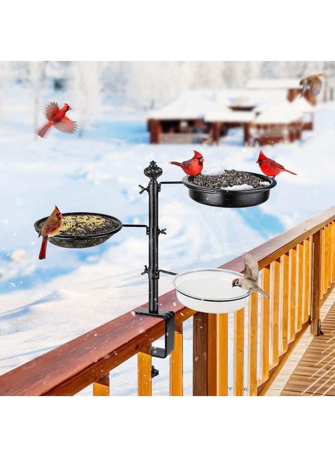 Generic Bolite  Deck Bird Feeder For Railing, Balcony Bird Feeders For Outside, Three Trays, Enhanced Version, Black  - Image 3