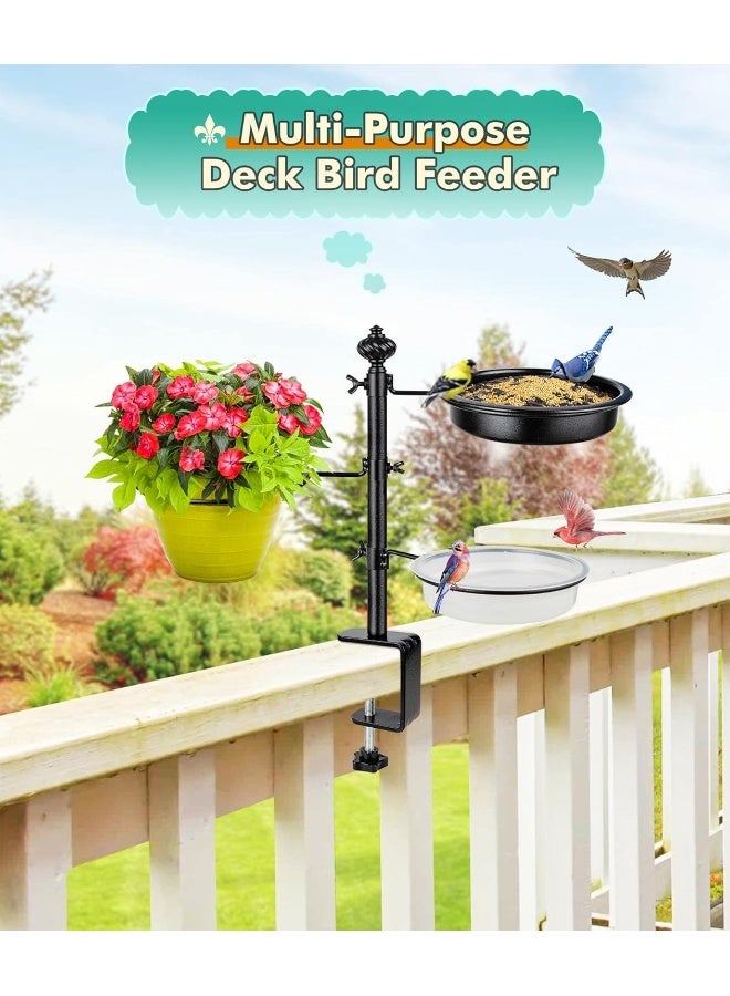 Generic Bolite  Deck Bird Feeder For Railing, Balcony Bird Feeders For Outside, Three Trays, Enhanced Version, Black  - Image 5
