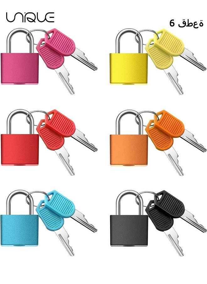 Unique 6 Pieces Suitcase Locks with Keys, Colored Plastic Casing Padlock Small Luggage Metal Mini Used for Student Bag Journal Piggy Bank, for School Gym Classroom Matching Game Travel  - Image 1